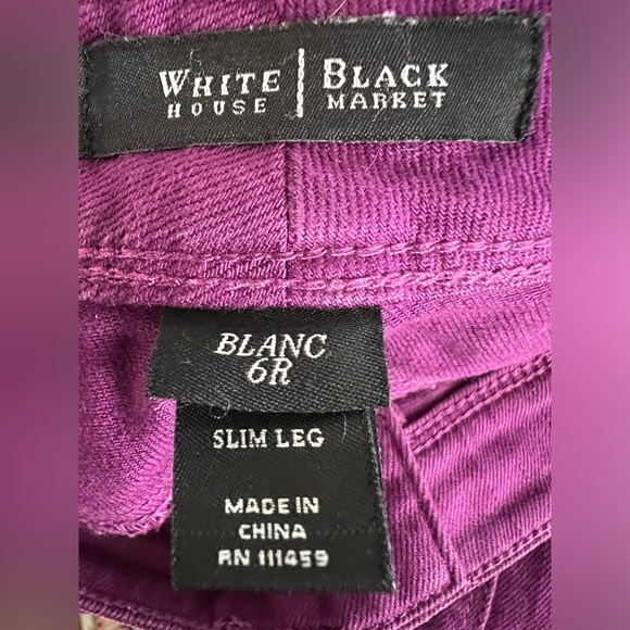 WHITE HOUSE BLACK MARKET PURPLE TONE HIGH RISE JEANS. - Picture 5 of 5